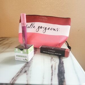 Clinique Pink Cosmetics Bag And Lip Bundle
